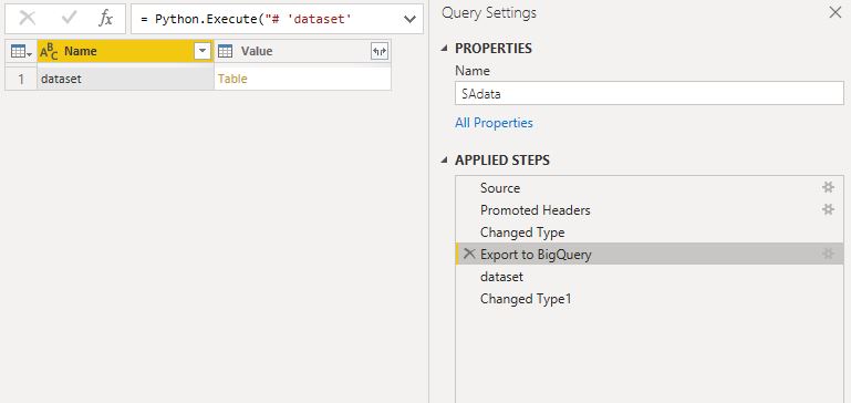 How to Export data from PowerQuery to BigQuery